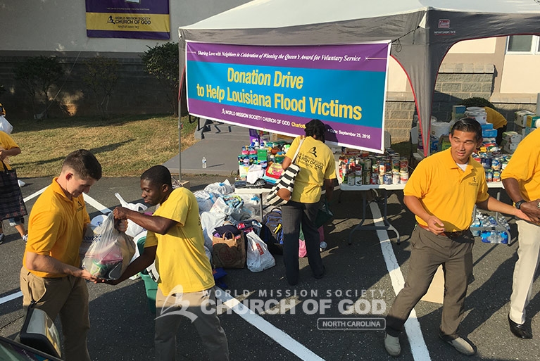 louisiana flood victims, wmscog north carolina, world mission society church of god in charlotte, east coast community service day 2016
