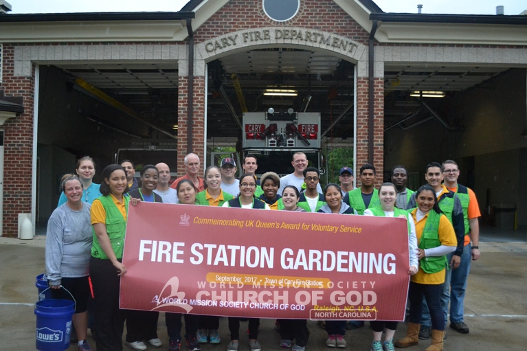 World Mission Society Church of God, wmscog, volunteers, volunteerism, firefighters, fire station, department, garden, gardening, food, harvest, North Carolina, NC, Durham, Raleigh